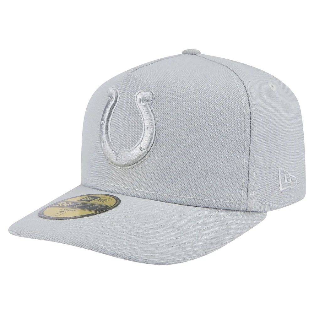 Men's New Era Gray Indianapolis Colts Color Pack A-Frame 59FIFTY Fitted Hat