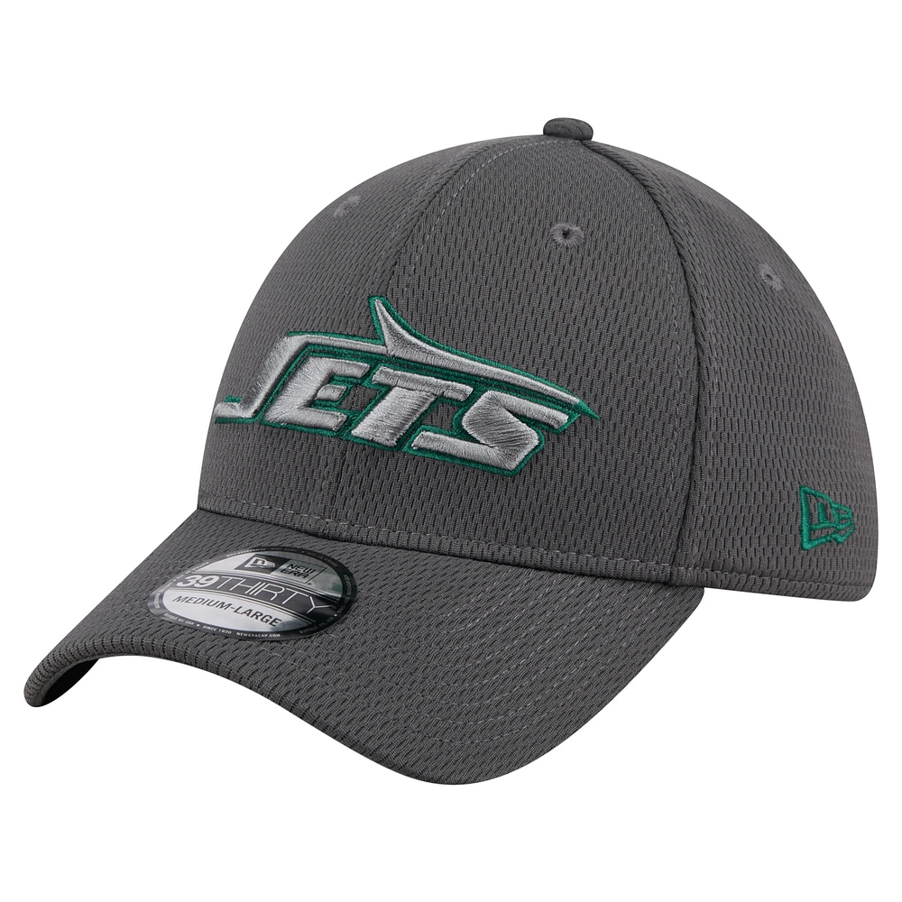 Men's New Era Graphite New York Jets Main 39THIRTY Flex Hat