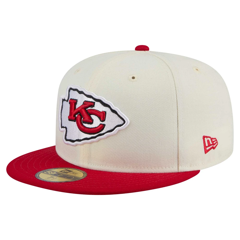 Men's New Era Cream/Red Kansas City Chiefs Main 59FIFTY Fitted Hat
