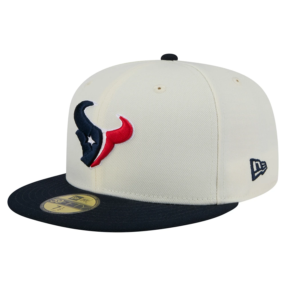 Men's New Era Cream/Navy Houston Texans Main 59FIFTY Fitted Hat