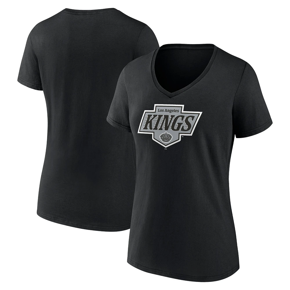 Women's Fanatics Black Los Angeles Kings New Primary Logo V-Neck T-Shirt