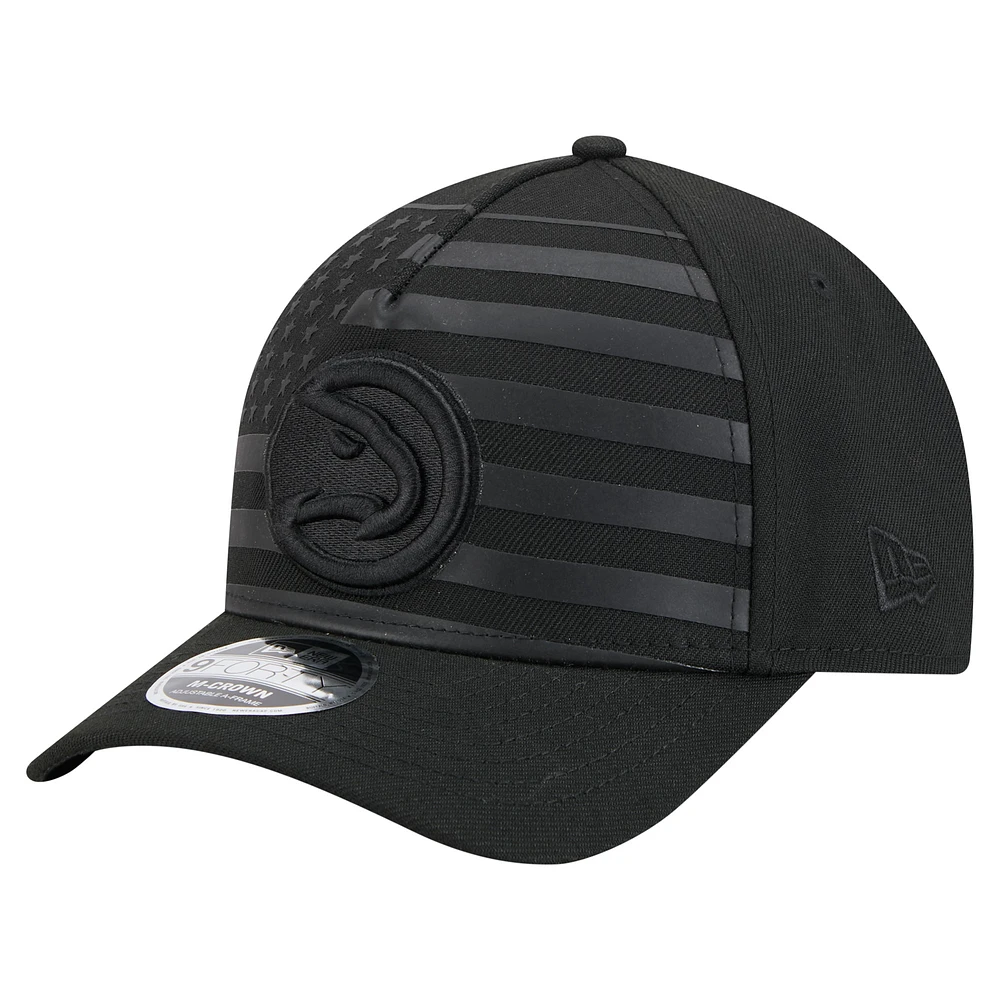 Men's New Era Black Atlanta Hawks Game Day Flag A-Frame 9FORTY Adjustable Hat