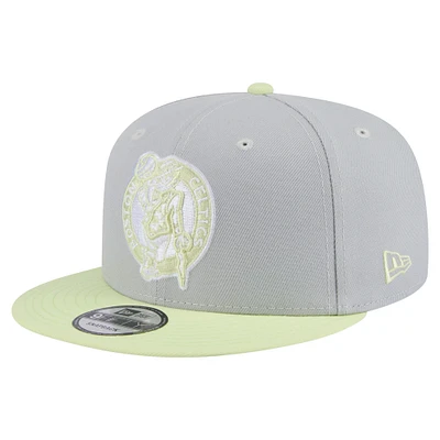 Men's New Era Gray/Light Green Boston Celtics Color Pack Two-Tone 9FIFTY Snapback Hat