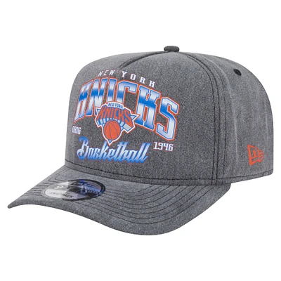 Men's New Era Charcoal New York Knicks Throwback Washed Pre-Curved 9FIFTY Snapback Hat