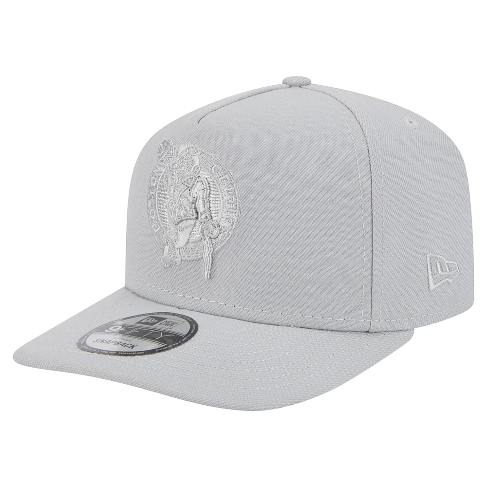 Men's New Era Gray Boston Celtics Colorpack A-Frame Pinch Front 9FIFTY Snapback Hat