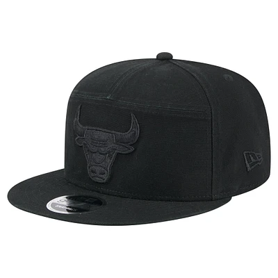 Men's New Era Black Chicago Bulls Adventure Canvas Split Panel 9FIFTY Snapback Hat