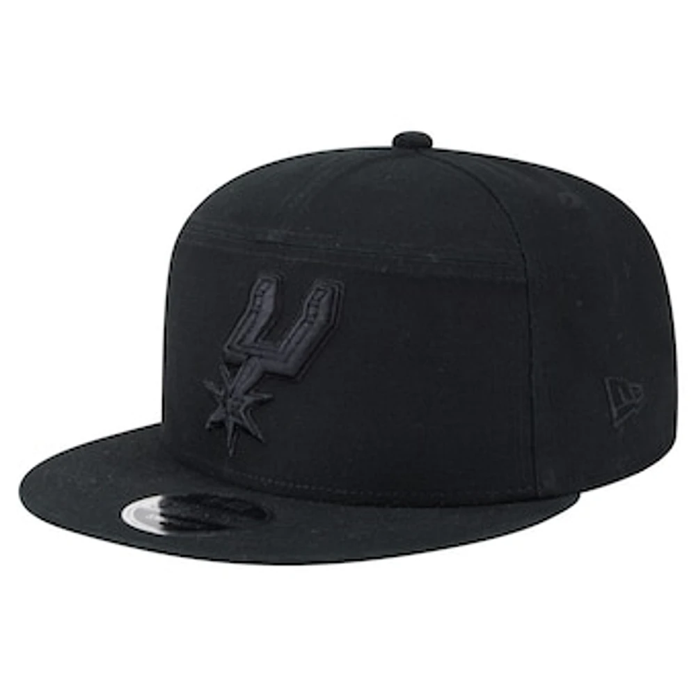 Men's New Era Black San Antonio Spurs Adventure Canvas Split Panel 9FIFTY Snapback Hat