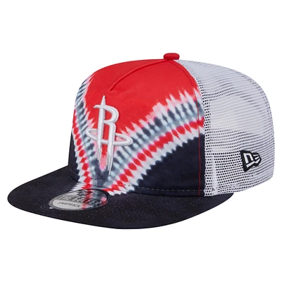 Men's New Era Black/Red Houston Rockets Throwback Dye Golfer Snapback Hat