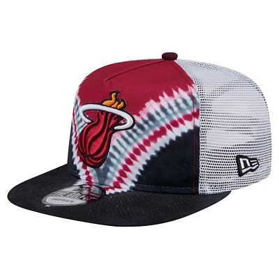 Men's New Era Black/Red Miami Heat Throwback Dye Golfer Snapback Hat