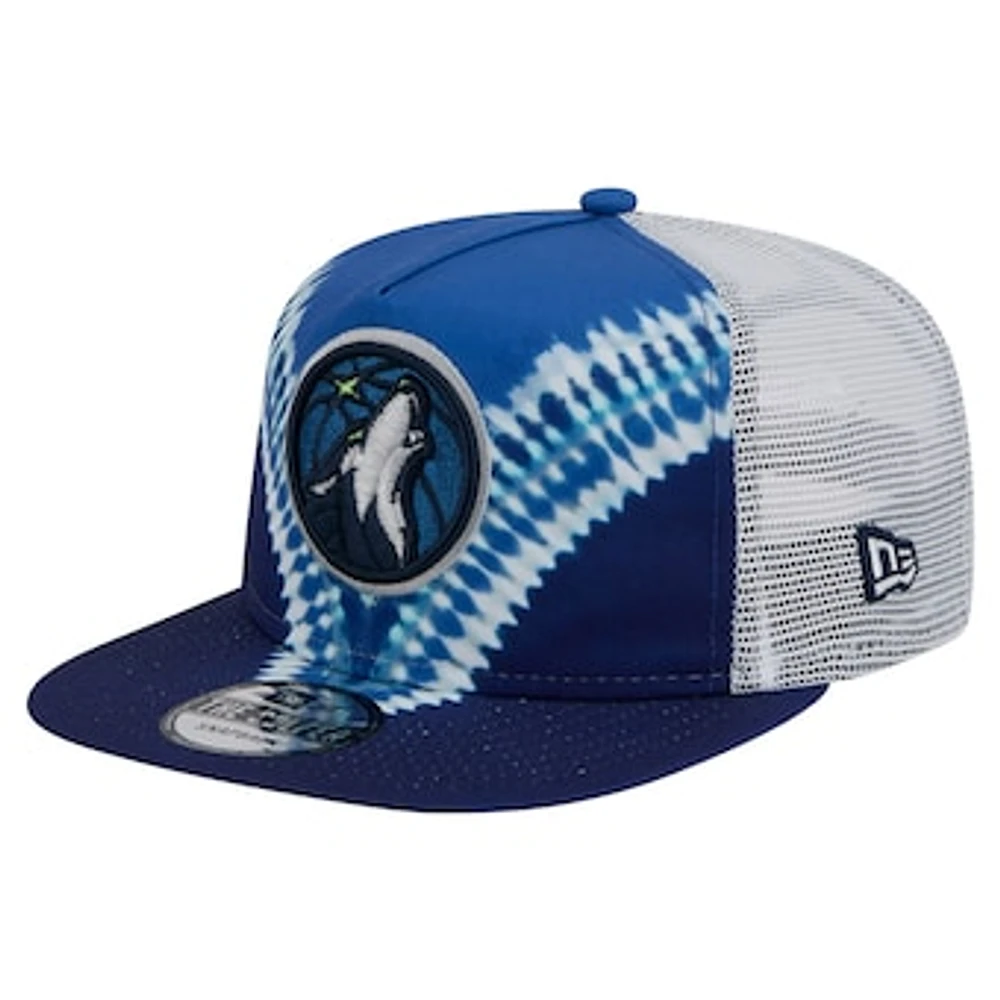Men's New Era Navy/Blue Minnesota Timberwolves Throwback Dye Golfer Snapback Hat