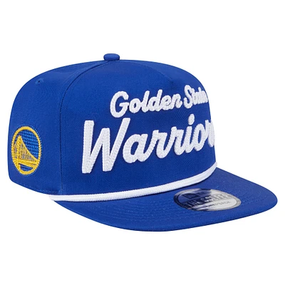 Men's New Era Royal Golden State Warriors Team Text Golfer Snapback Hat