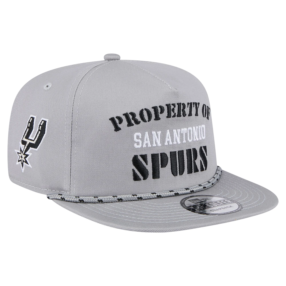 Men's New Era Gray San Antonio Spurs Throwback Property Of Golfer Snapback Hat