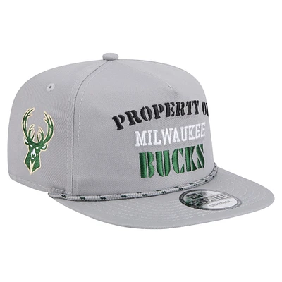 Men's New Era Gray Milwaukee Bucks Throwback Property Of Golfer Snapback Hat