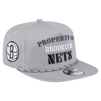 Men's New Era Gray Brooklyn Nets Throwback Property Of Golfer Snapback Hat