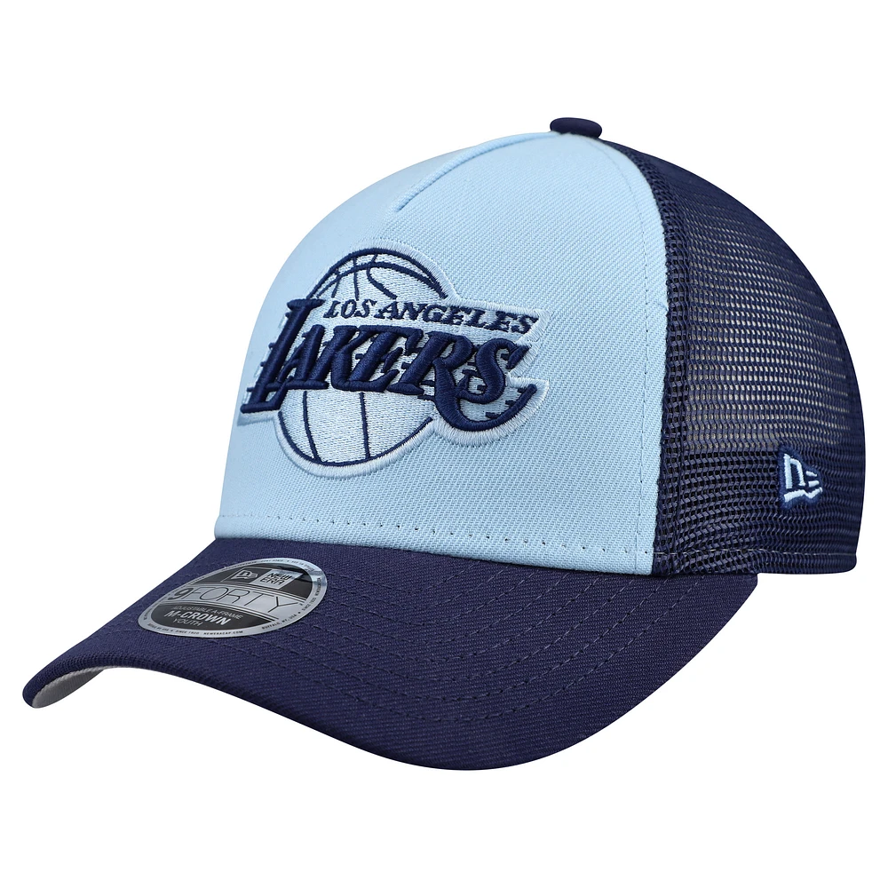 Youth New Era Light Blue Los Angeles Lakers Colorpack 9FORTY A-Frame Trucker Adjustable Hat