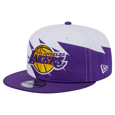Youth New Era White Los Angeles Lakers Jagged 9FIFTY Snapback Hat