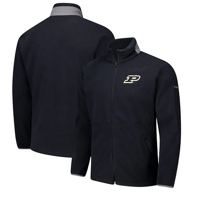 Men's Columbia Black Purdue Boilermakers Flanker IV Fleece Raglan Full-Zip Jacket