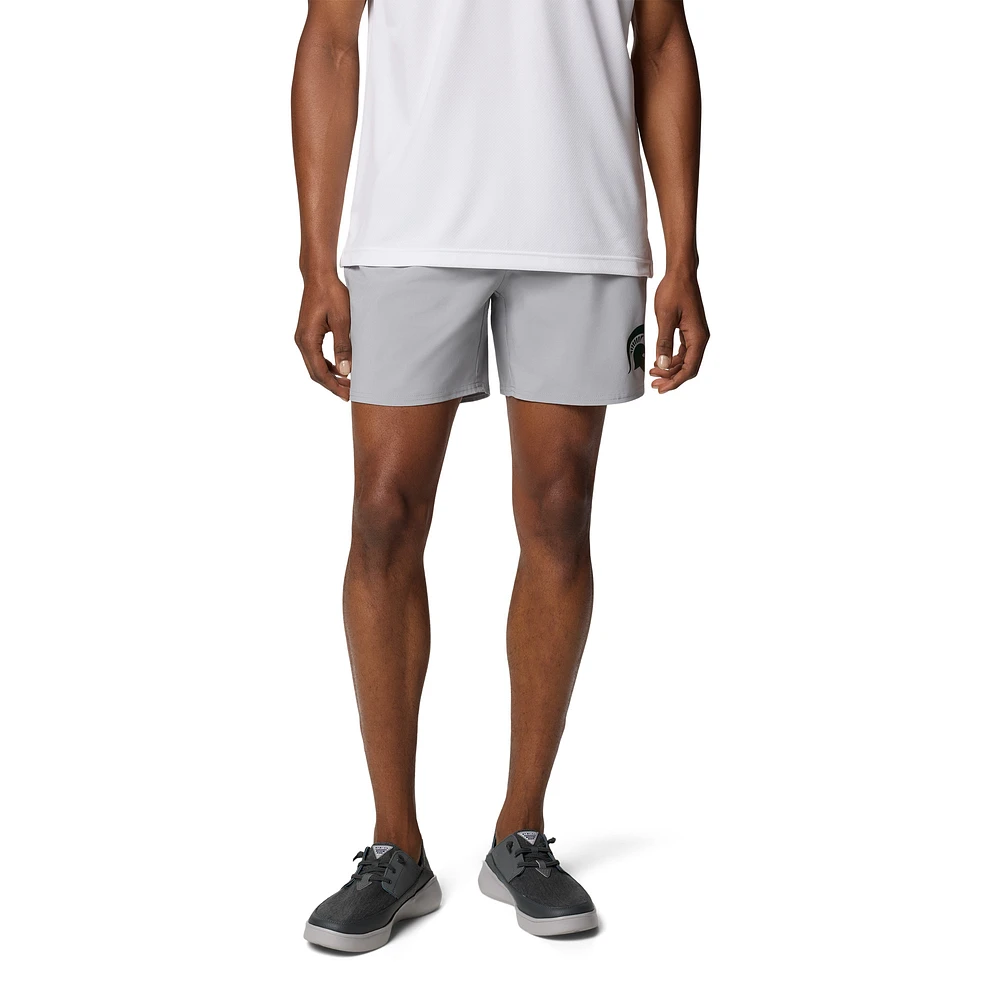Men's Columbia Gray Michigan State Spartans PFG Terminal Roamer™ Omni-Shade™ Stretch Shorts