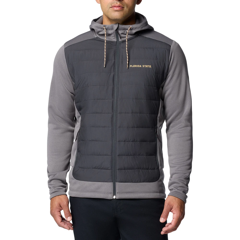 Men's Columbia Gray Florida State Seminoles Out-Shield Hybrid Full-Zip Hoodie Jacket