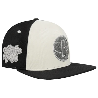 Men's Pro Standard Cream Brooklyn Nets French Terry Snapback Hat