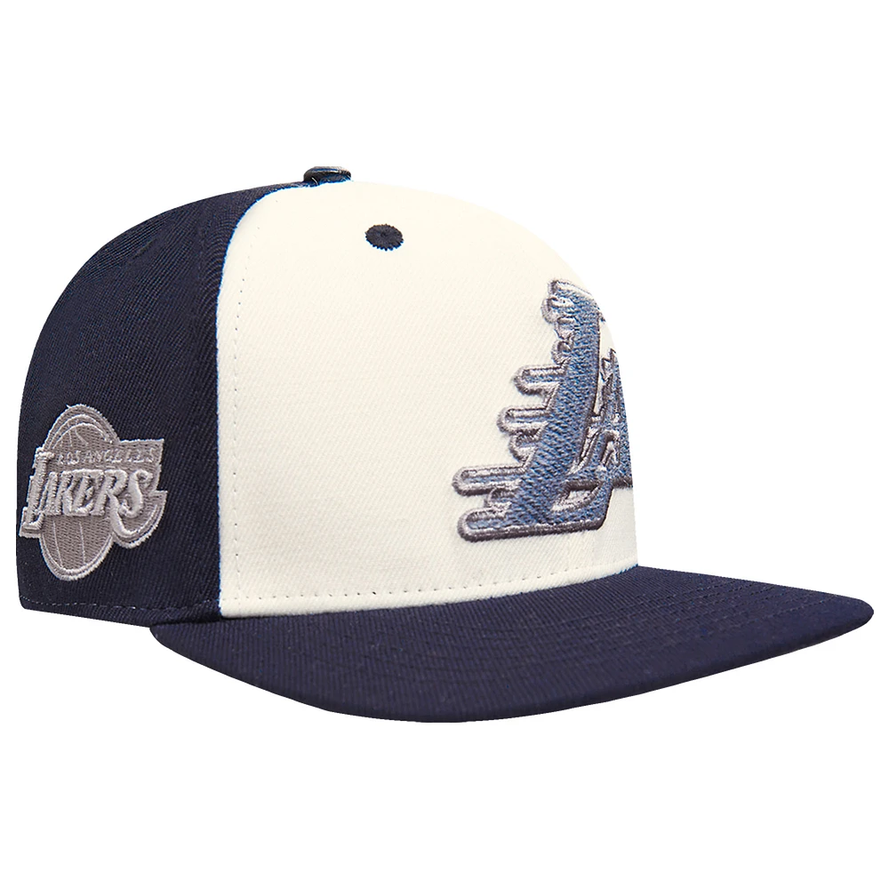 Men's Pro Standard Cream Los Angeles Lakers French Terry Snapback Hat