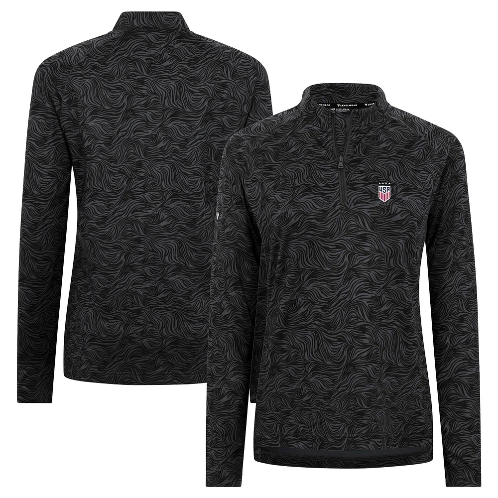 Women's Levelwear Charcoal USWNT Coral Quarter-Zip Pullover Top