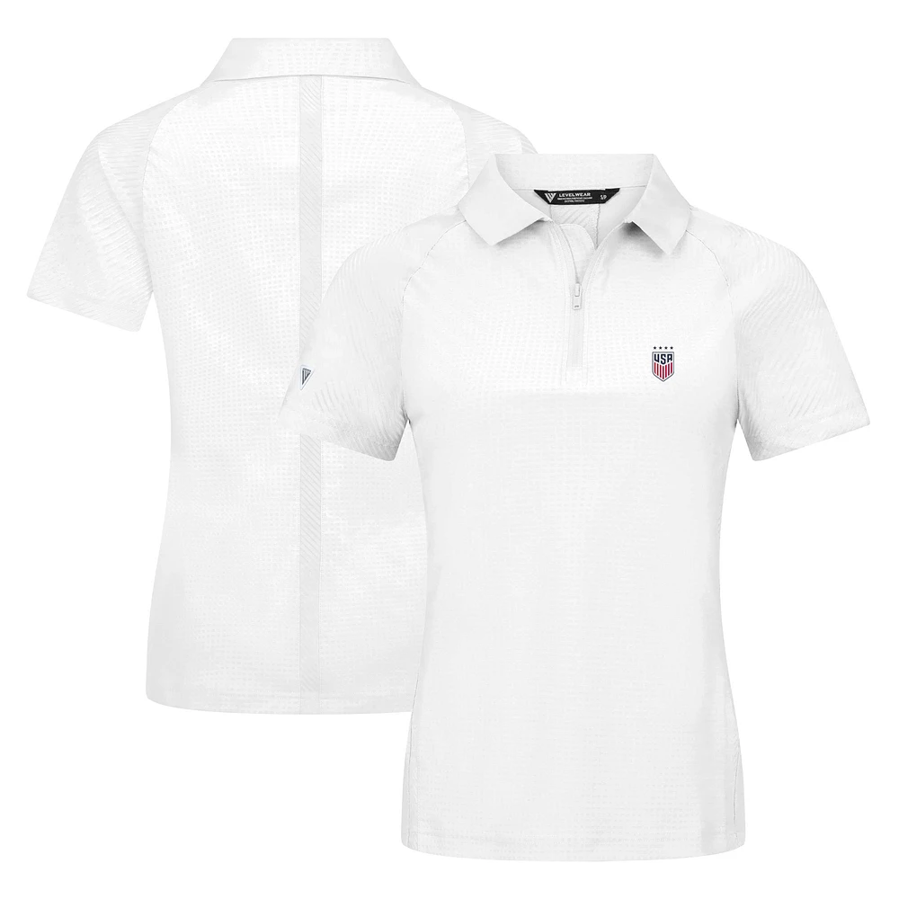Women's Levelwear White USWNT Quarter-Zip Polo