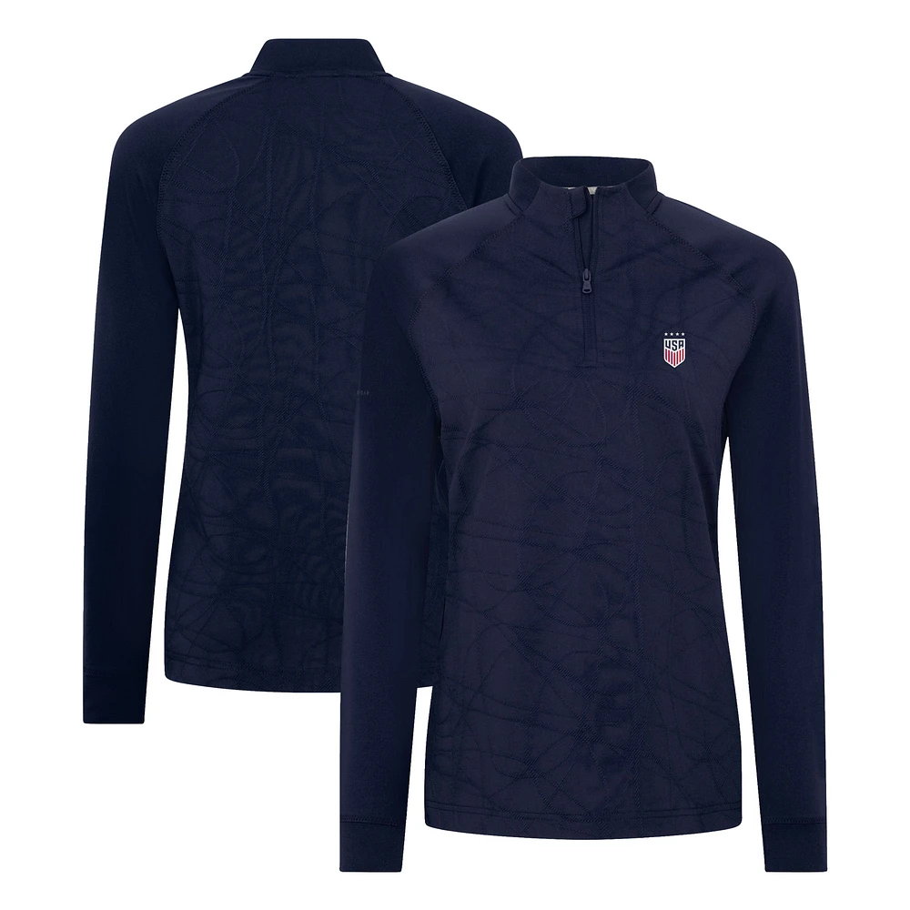 Women's Levelwear Navy USWNT Amethyst Quarter-Zip Pullover Top