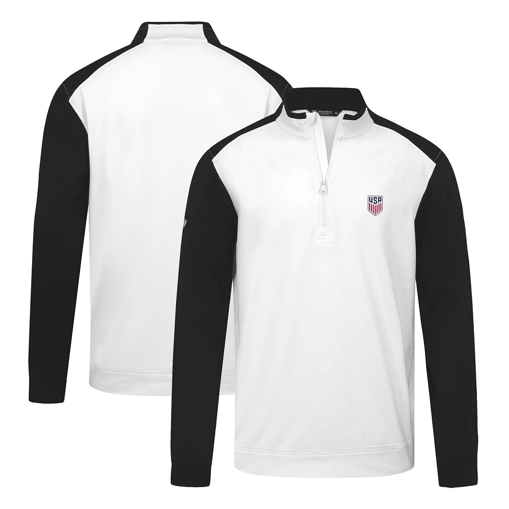 Men's Levelwear White USMNT Bayou Quarter-Zip Pullover Top