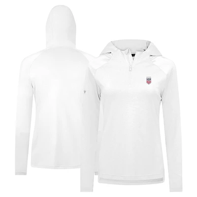 Women's Levelwear White USWNT Raven Quarter-Zip Pullover Hoodie
