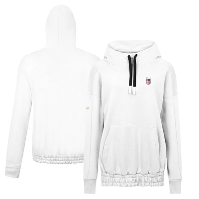 Women's Levelwear White USWNT Ruffled Pullover Hoodie