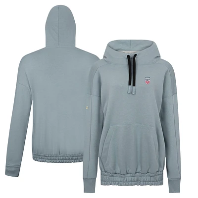 Women's Levelwear Gray USWNT Ruffled Pullover Hoodie