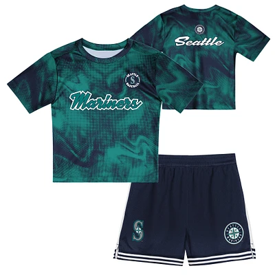 Toddler Teal/Navy Seattle Mariners Pinch Hitter Infielder T-Shirt & Shorts Set