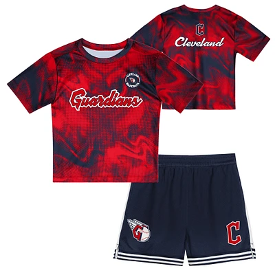 Toddler Red/Navy Cleveland Guardians Pinch Hitter Infielder T-Shirt & Shorts Set