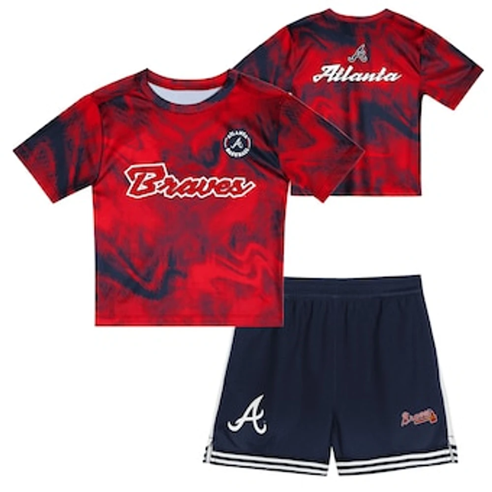 Toddler Red/Black Atlanta Braves Pinch Hitter Infielder T-Shirt & Shorts Set