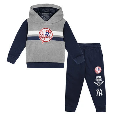 Toddler Gray/Navy New York Yankees Wind Up Pullover Hoodie and Sweatpants Set