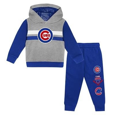 Toddler Heather Gray/Royal Chicago Cubs Wind Up Pullover Hoodie and Sweatpants Set