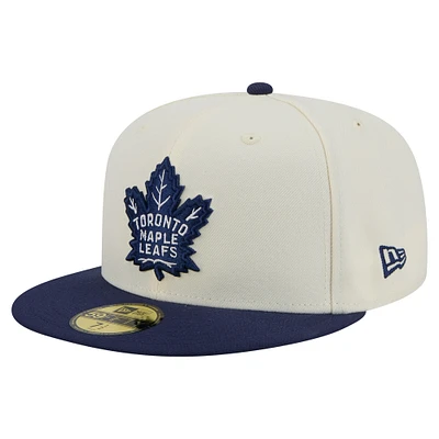 Men's New Era White Toronto Maple Leafs Chrome Two-Toned 59FIFTY Fitted Hat