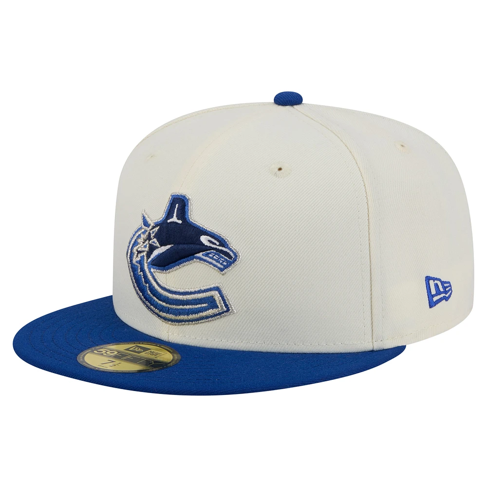 Men's New Era White Vancouver Canucks Chrome Two-Toned 59FIFTY Fitted Hat