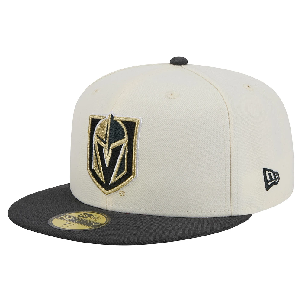 Men's New Era White Vegas Golden Knights Chrome Two-Toned 59FIFTY Fitted Hat