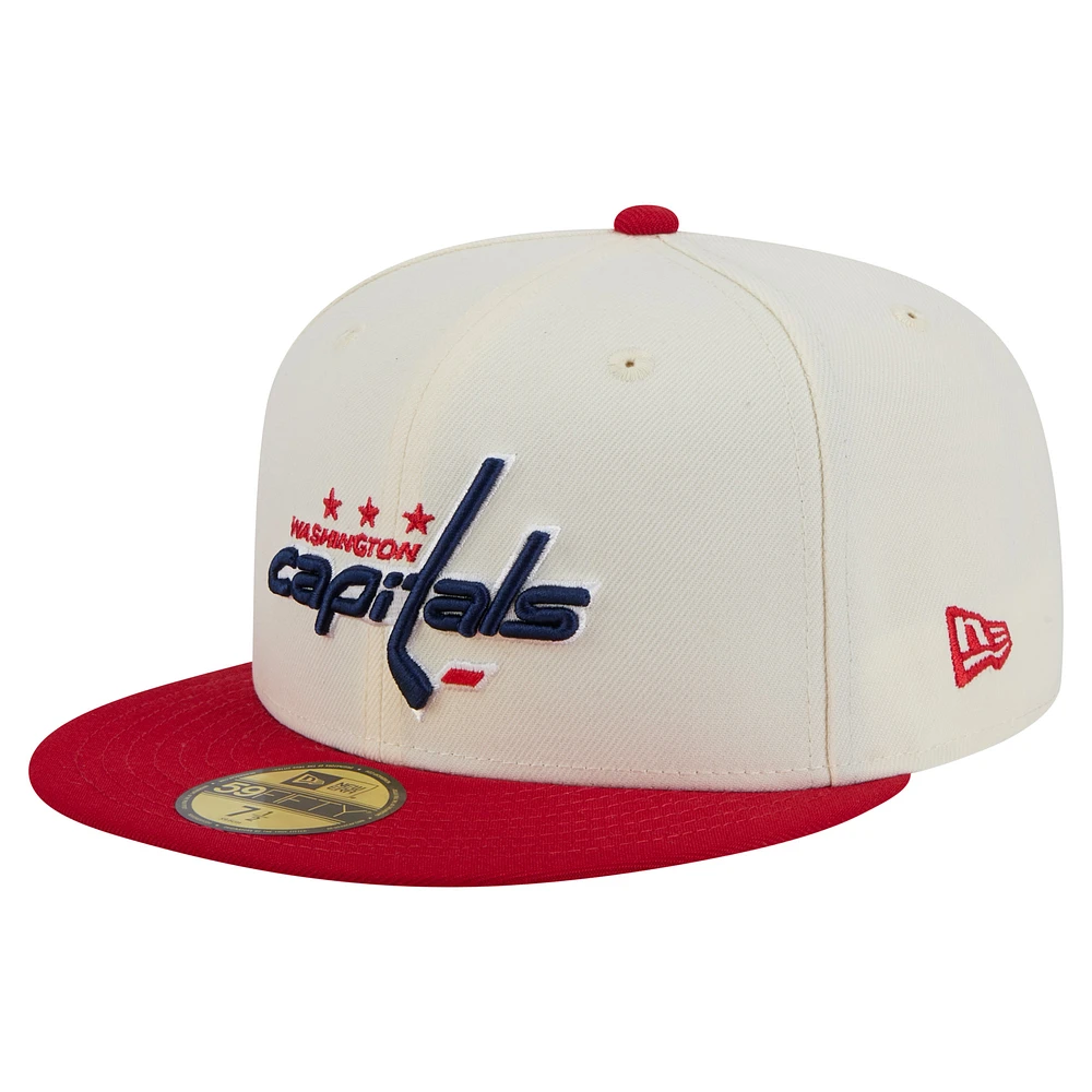 Men's New Era White Washington Capitals Chrome Two-Toned 59FIFTY Fitted Hat