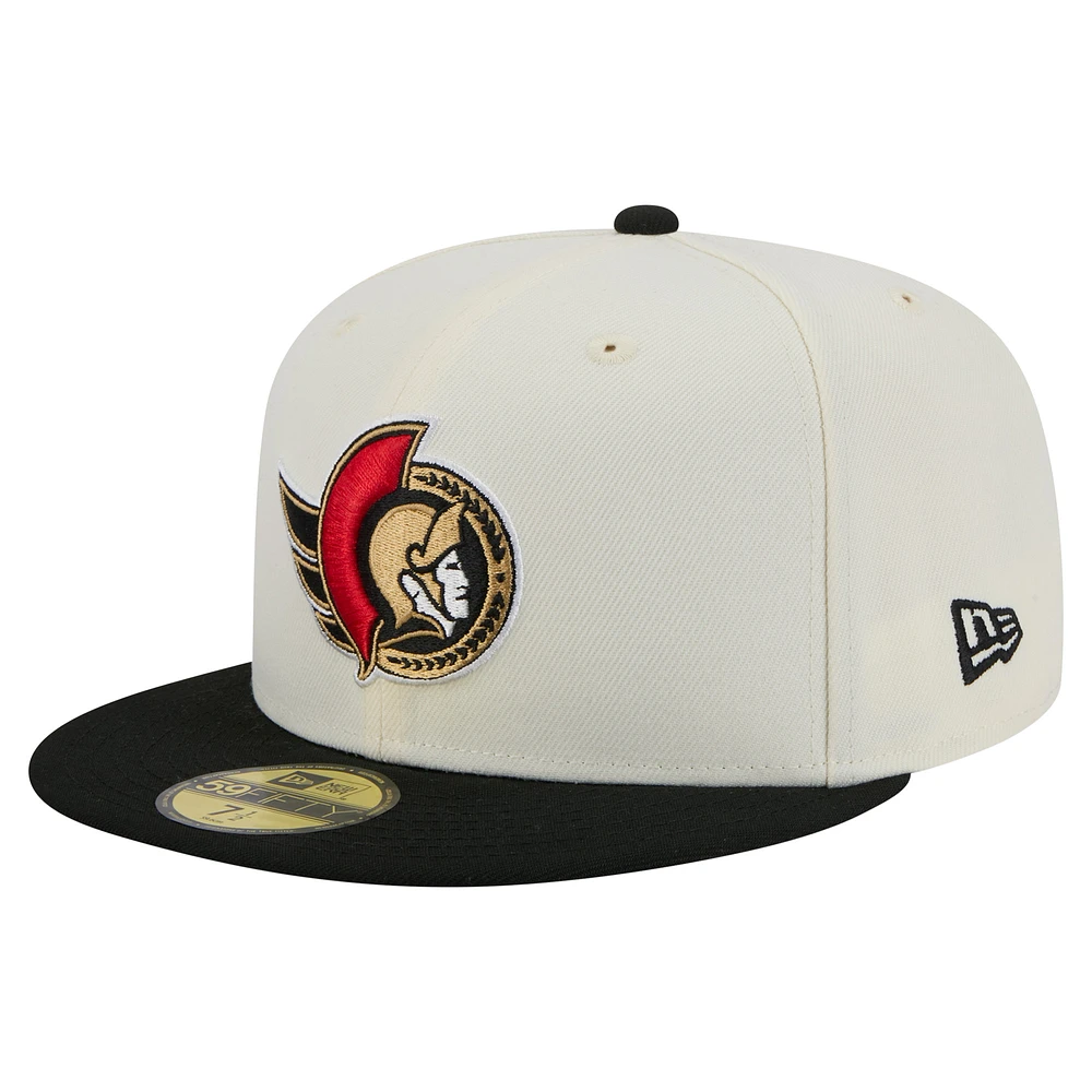 Men's New Era White Ottawa Senators Chrome Two-Toned 59FIFTY Fitted Hat