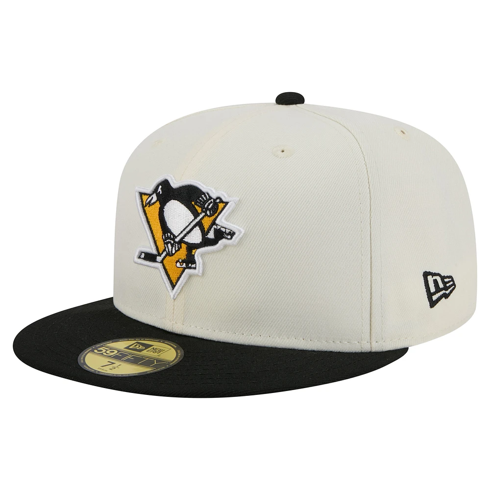 Men's New Era White Pittsburgh Penguins Chrome Two-Toned 59FIFTY Fitted Hat