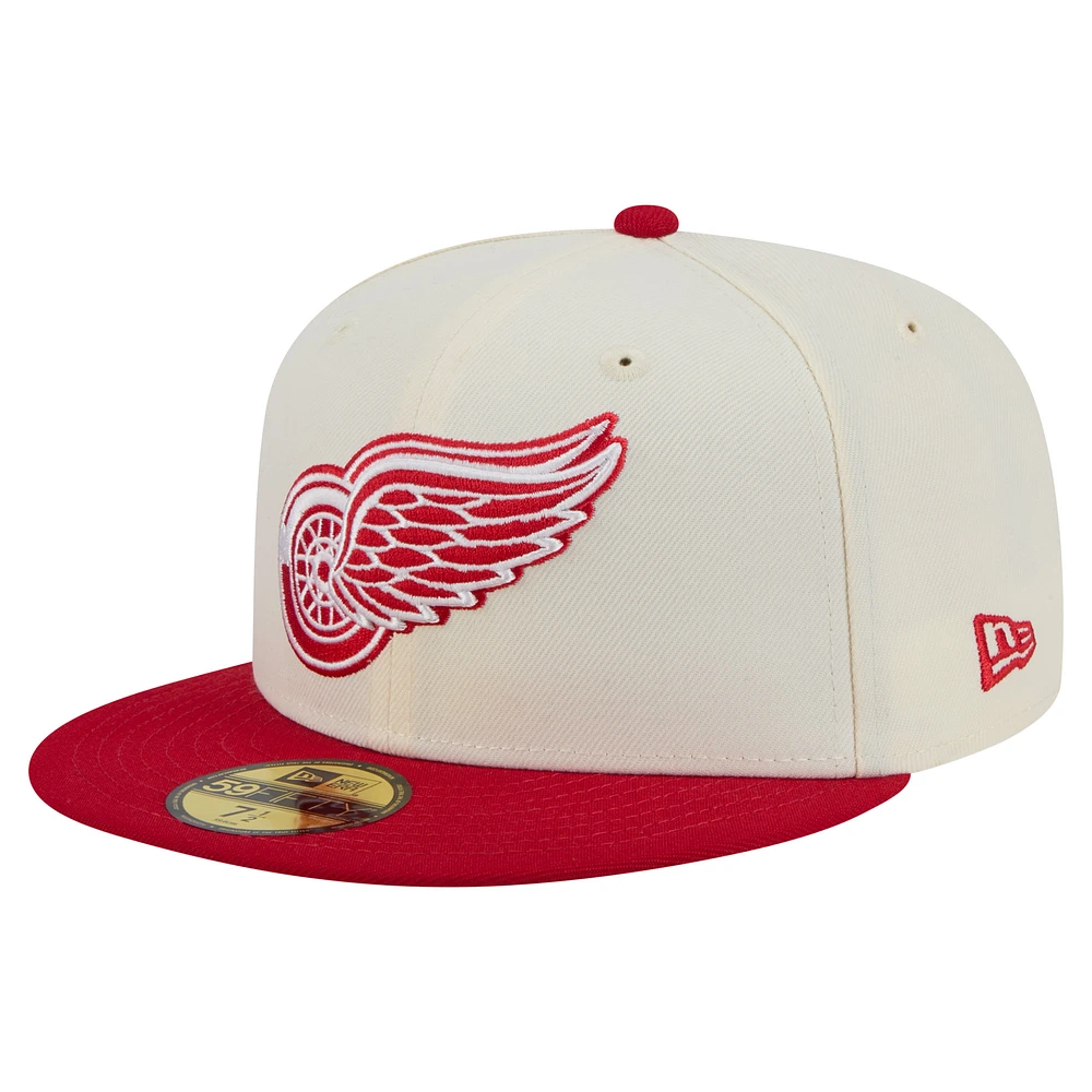 Men's New Era White Detroit Red Wings Chrome Two-Toned 59FIFTY Fitted Hat