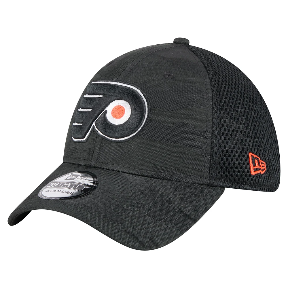 Men's New Era Black Philadelphia Flyers Active Subtle Camo 39THIRTY Flex Hat