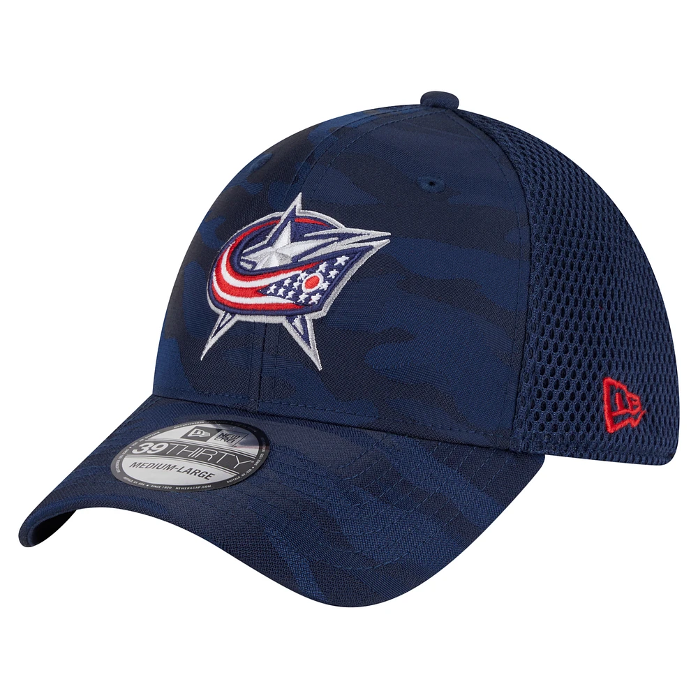 Men's New Era Navy Columbus Blue Jackets Active Subtle Camo 39THIRTY Flex Hat
