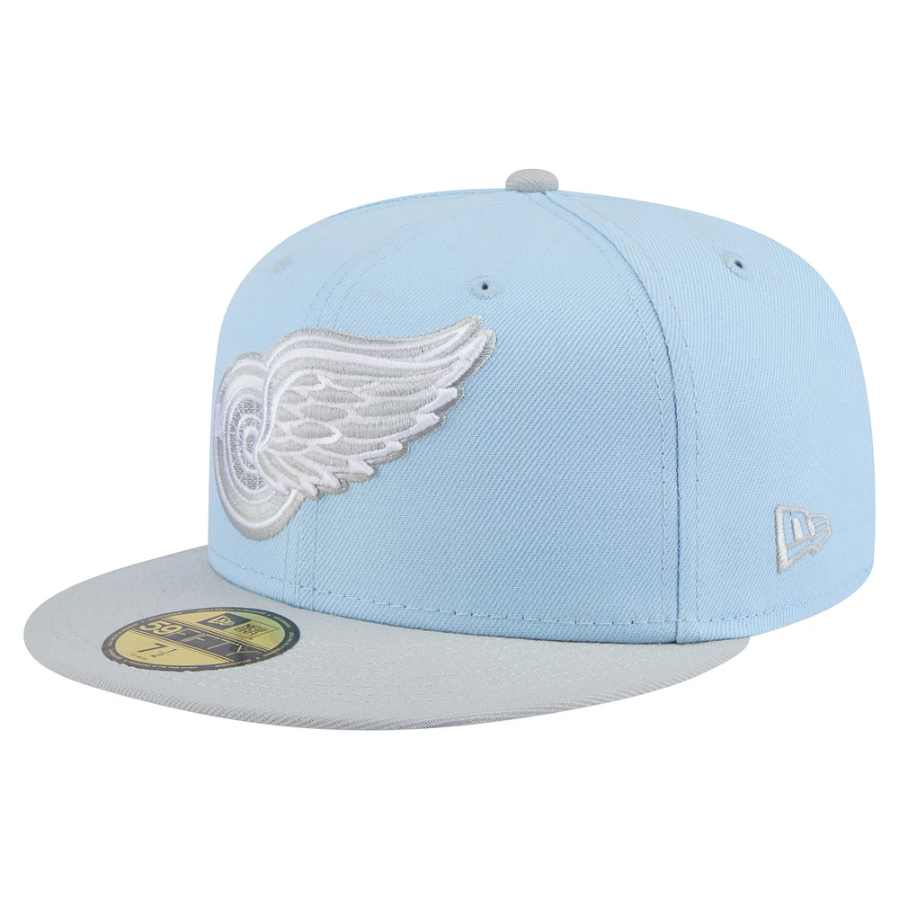 Men's New Era Light Blue/Gray Detroit Red Wings Color Pack Two-Tone 59FIFTY Fitted Hat