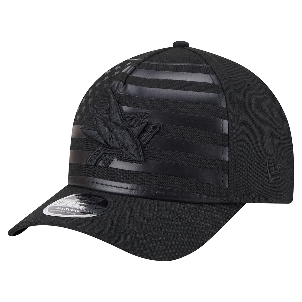 Men's New Era Black San Jose Sharks Game Day Stealth Flag 9FORTY A-Frame Adjustable Hat