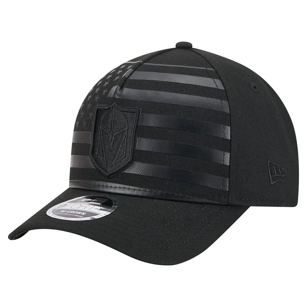 Men's New Era Black Vegas Golden Knights Game Day Stealth Flag 9FORTY A-Frame Adjustable Hat