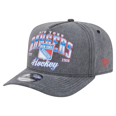 Men's New Era Charcoal New York Rangers Throwback Washed A-Frame Pre-Curved 9FIFTY Snapback Hat